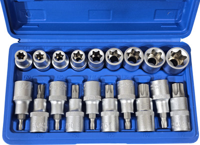 Digital Craft 19Pc Torx Star Socket Hex Bit Set–E10 to E24,T20 to T70 with Compact Socket Set(Pack of 19)