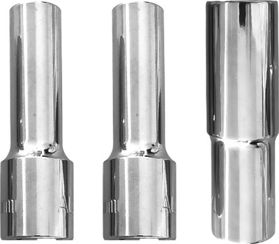 4MECH 10mm + 12mm + 19mm Long Hex, Chrome Vanadium Steel, Anti Rust Socket Set(Pack of 3)