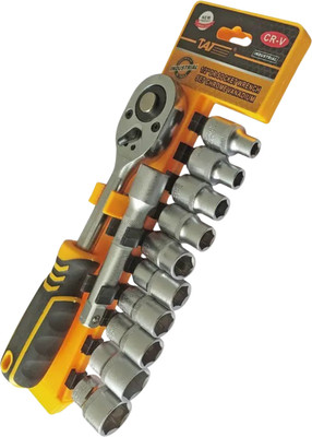 WallVilla 12Pcs TAT CRV Quick Release Reversible Socket Wrench Set Socket Set(Pack of 12)