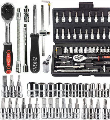 Maxxlite 46PCS 1/4 inch Drive Socket Set,Metric Ratchet Wrench Set Socket Set(Pack of 46)