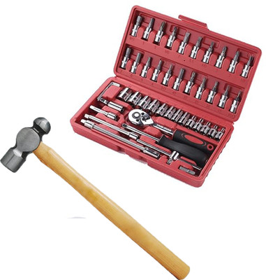 Atrocitus Socket Spannar Set with Hammer for Personal Use,Car/Bike Repair Tools Kit Socket Set(Pack of 47)