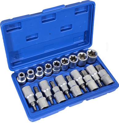 Digital Craft 19pc/Set Torx Bit Hexagon Socket Set Portable Size 9pcs E10-E24 & 10 pcs T20-T70 Socket Set(Pack of 19)