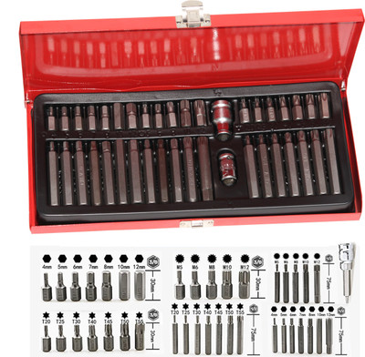 Digital Craft 40pcs/set Hex Star Torx Spline Socket Bit Set Tool Kit Garage Tools Equipment Screwdriver Set Tool For Car Auto Repair With 1/2'' 3/8'' Adaptor Socket Set(Pack of 40)