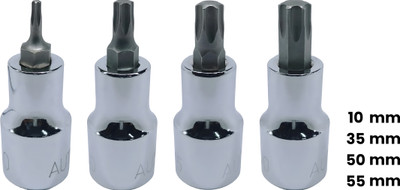 4MECH T-10+T-35+T-50+T-55, Hardened Chrome Vanadium Steel, Torx Bit Socket Socket Set(Pack of 4)