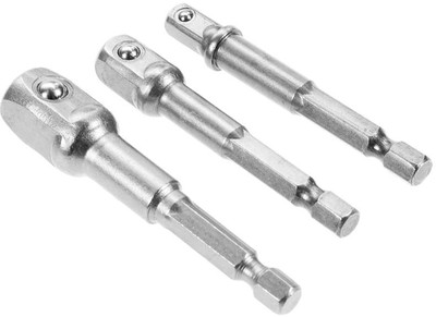 AASONS AASONS CRV Steel Hex Shank Socket Adapter Set 1/4, 3/8, 1/2 Extension Tool Socket Set(Pack of 3)