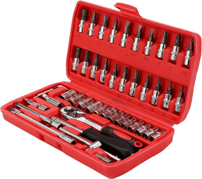 TruVeli screwdriver and Socket Set I 1/4 inch Drive Wrench Set I Combination Tool Case Socket Set(Pack of 46)