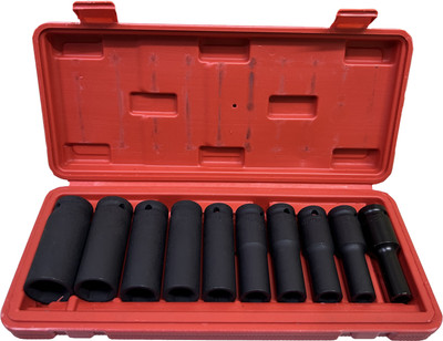 Inditrust Chrome Vanadium Steel Socket Set, 1/2 Inch Drive, 10-Piece Deep Impact Hexagon Socket Set(Pack of 1)