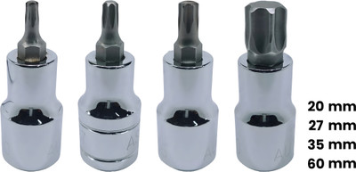 4MECH T-20+T-27+T-35+T-60, Hardened Chrome Vanadium Steel, Torx Bit Socket Socket Set(Pack of 4)