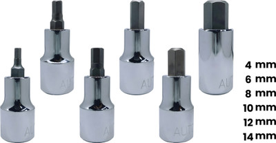 4NEX 4mm + 6mm + 8mm + 10mm + 12mm + 14, Hardened CRV Steel, Hex-Allen-Bit Socket Socket Set(Pack of 6)