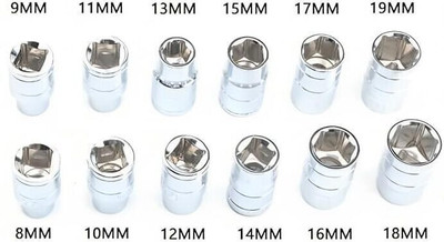 PRECISTO 13PCS Vehicle Car T Shaped Handle Wrench Spanner with 8-19mm 1/2 Socket Tool Set Socket Set(Pack of 13)