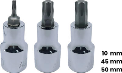 4MECH T-10+T-45+T-50, Hardened Chrome Vanadium Steel, Torx Bit Socket Socket Set(Pack of 3)