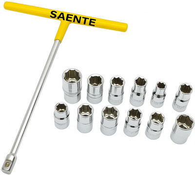 SAENTE Heavy-Duty T-Handle Wrench with 8mm-19mm Sockets | Professional Socket Tool Kit Socket Set(Pack of 1)