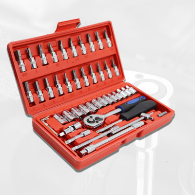 Hillgrove 1/4-Inch Drive Socket Ratchet and Multi-Purpose 46-Piece Combination Tool Case Socket Set(Pack of 46)