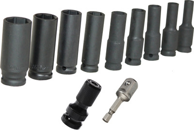 Digital Craft Deep Impact Sockets Metric 10-24mm, 9PCS Set, 1/2” Drive for Repair Work Socket Set(Pack of 1)