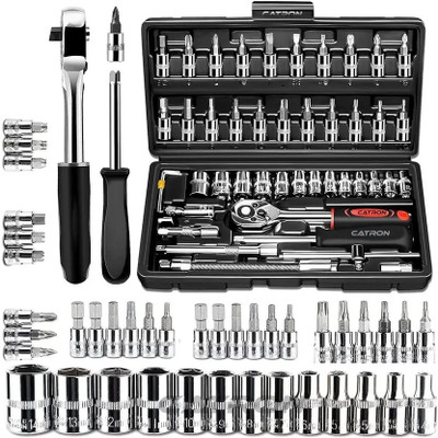 KHANSAHEB 46 In 1 Pcs Tool Kit & Screwdriver and Socket Set,Hand Tool Kit Socket Set(Pack of 46)