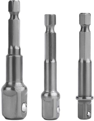 REIOENT Socket Adapter Set Hex Shank 1/4, 3/8, 1/2 Extension Drill Bits Bar Power Tools Socket Set(Pack of 3)