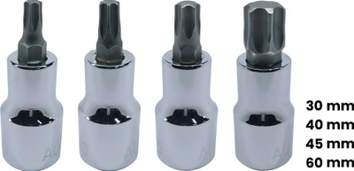 4MECH T-30+T-40+T-45+T-60, Hardened Chrome Vanadium Steel, Torx Bit Socket Socket Set(Pack of 4)
