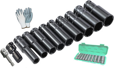 ADAWAT 11 Pieces Deep Impact Socket Set, 8-24 MM Hex Long Socket Set 1/2 Inch Impact Socket Set(Pack of 1)