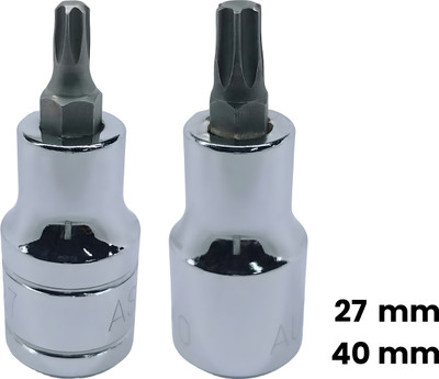 4MECH T-27+T-40, Hardened Chrome Vanadium Steel, Torx Bit Socket Socket Set(Pack of 2)
