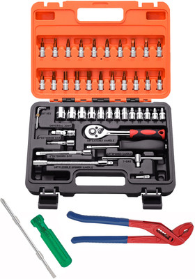 Digital Craft 46PC Socket Set ,Water Pump Plier,6Inch 2 In 1 Screw Driver, Socket Set(Pack of 46)