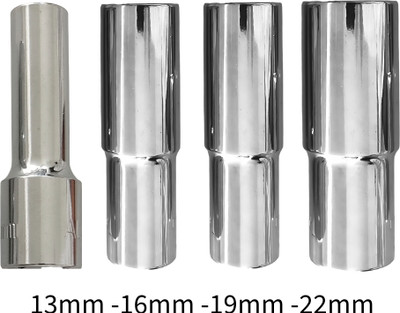 4MECH 13mm + 16mm + 19mm + 22mm Long Hex, Chrome Vanadium Steel, Anti Rust Socket Set(Pack of 4)