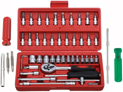 Digital Craft 1/4 Inch Socket Set 46Pc,4 In 1 Screw Driver,6Inch 2 In 1 Screw Driver, Socket Set(Pack of 46)