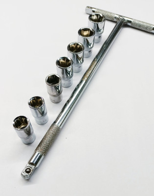 4MECH T Handle with 1/4 Drive, 7mm 8mm 9mm 10mm 11mm 12mm and 13mm Socket Set(Pack of 8)