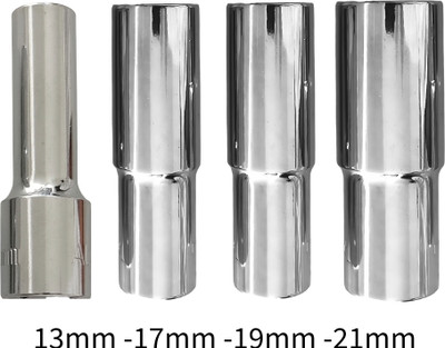 4MECH 13mm + 17mm + 19mm + 21mm Hex Long Chrome Vanadium Steel Anti Rust Socket Set(Pack of 4)