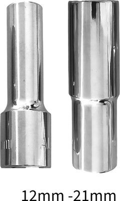 4MECH 12mm + 21mm Hex Long Chrome Vanadium Steel Anti Rust Socket Set(Pack of 2)