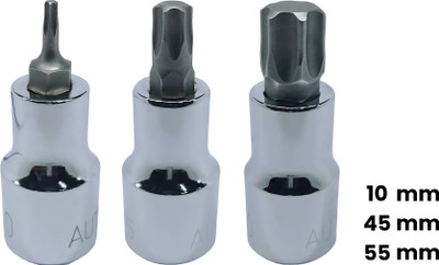 4MECH T-10+T-45+T-60, Hardened Chrome Vanadium Steel, Torx Bit Socket Socket Set(Pack of 3)