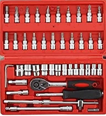 ZATCO High Quality 46pcs 1/4-Inch Socket Set Tool Ratchet Socket Set(Pack of 1)