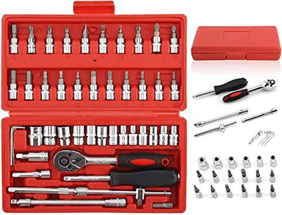 ZATCO High Quality 46pcs 1/4-Inch Socket Set Tool Ratchet Socket Set(Pack of 1)