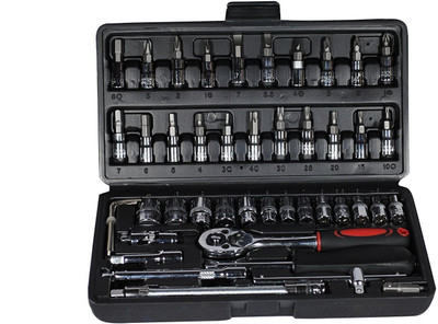 VRAVMO 46 in 1 Pcs Tool Kit & Screwdriver and Socket Set Multi Purpose Combination Tool Case Precision Socket Set Socket Set(Pack of 1)