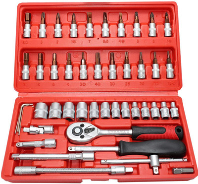 TRENDBIT 46 in 1 Pcs Tool Kit & Screwdriver and Socket Set Ratchet Screwdriver Set (Pack of 1) Socket Set(Pack of 1)