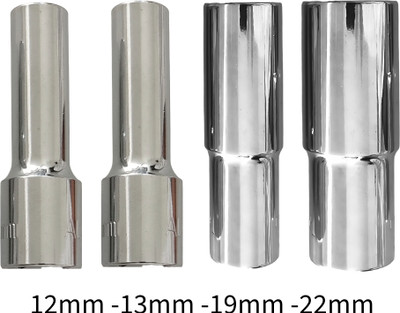 4MECH 12mm + 13mm + 19mm + 22mm Hex Long Chrome Vanadium Steel Anti Rust Socket Set(Pack of 4)