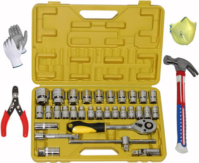 Digital Craft 32Pc Socket Set,Wire Stripper,Claw Hammer Socket Set(Pack of 32)