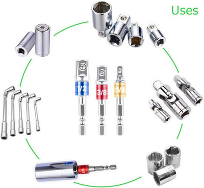 AASONS AASONS 1/4-Inch Hex Shank Impact Grade Socket Adapter Extension Set Socket Set(Pack of 3)
