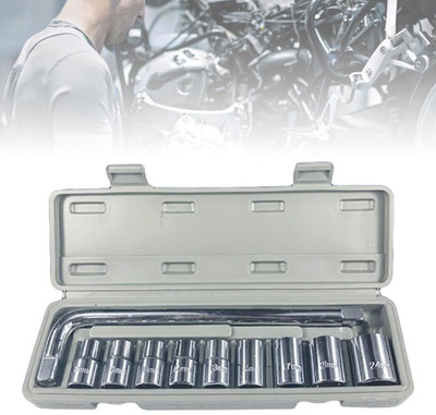 FABUNIK 10 Pcs Stainless Steel Socket Wrench Spanner Set Automobile Repair Tool Box Socket Set(Pack of 1)