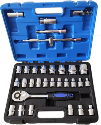 Inditrust Heavy duty Blue 32pcs/set 1/2inch Rachet Professional Wrench Socket Set Socket Set(Pack of 32)