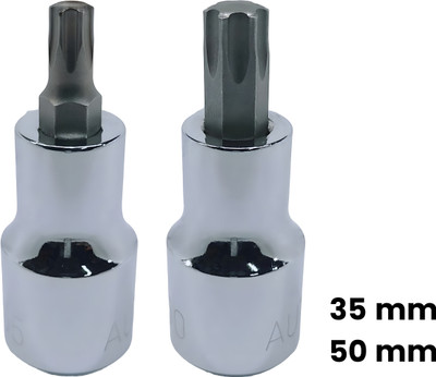 4MECH T-35+T-50, Hardened Chrome Vanadium Steel, Torx Bit Socket Socket Set(Pack of 2)