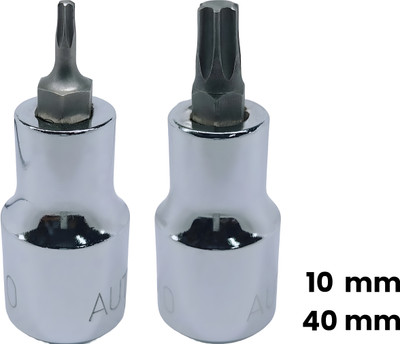 4MECH T-10+T-40, Hardened Chrome Vanadium Steel, Torx Bit Socket Socket Set(Pack of 2)