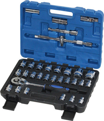 Digital Craft 32pcs/set Professional Wrench Socket Set Hardware Car Boat Motorcycle Repairing Tools Kit Multitool Hand Tools Car-Styling with Plastic Toolbox Storage Case Socket Set(Pack of 32)