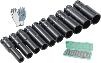 ADAWAT 10 Pieces Deep Impact Socket Set, 8-24 MM Hex Long Socket Set 1/2 Inch Impact Socket Set(Pack of 1)