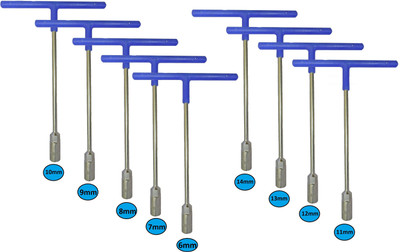 Inditrust 9Pcs Hex T-Socket Spanner Set 6mm to 14mm for Automobiles/Bike/Car Repair Tools Socket Set(Pack of 9)