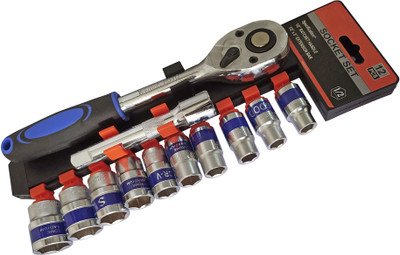 DUMDAAR Heavy 12Pc CRV Quick Release Reversible Wrench Tools 1/2inch Ratchet Socket Set(Pack of 1)