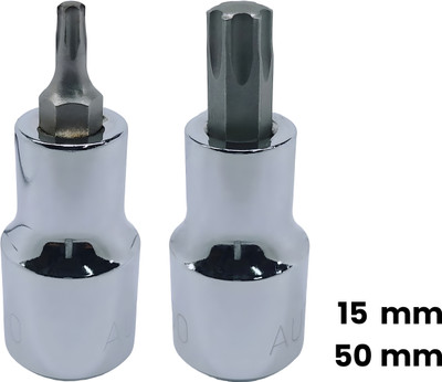 4MECH T-15+T-50, Hardened Chrome Vanadium Steel, Torx Bit Socket Socket Set(Pack of 2)