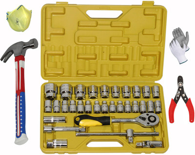 Digital Craft 32-Piece Socket Set with Claw Hammer and Wire Stripper Socket Set(Pack of 32)