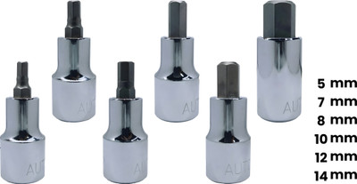 4MECH 5mm + 7mm + 8mm + 10mm + 12mm + 14, Hardened CRV Steel, Hex Allen Bit Socket Socket Set(Pack of 6)