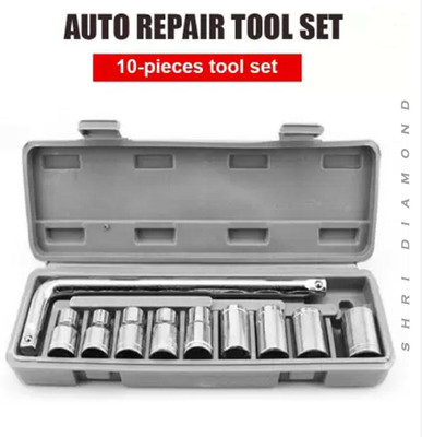 Shri Diamond SK10/ M-512 Stainless Steel 10-Pieces Hex Socket Wrench Spanner Tool Goti Set for Automobiles/Bike/Car Repair Tool Kit Socket Set Socket Set(Pack of 1)