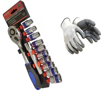 Gadariya King 8Bit 12 in 1 Heavy Duty Socket Set 1/2 Chrome Vanadium Steel Hex Socket Socket Set(Pack of 12)